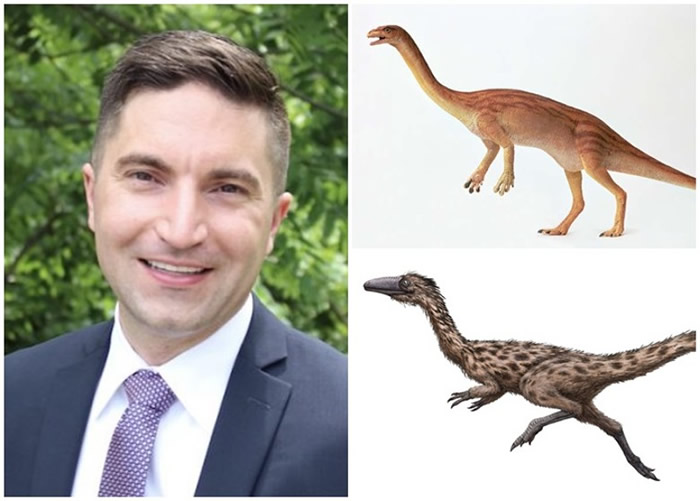 刘易斯（左图）拟提出立法选出麻省的代表恐龙。右上下图分别是候选龙霍利奥克龙和近蜥龙的构想图。