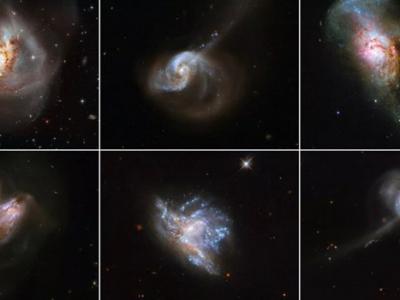 哈勃太空望远镜拍摄的罕见星系合并照片