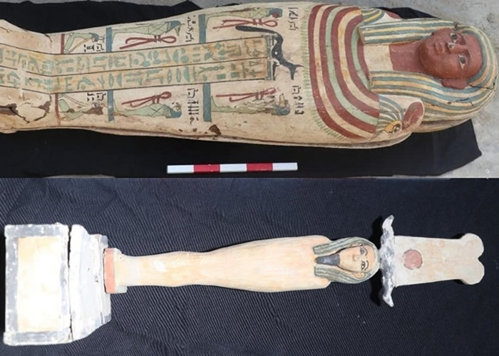 埃及吉萨省塞加拉墓地发现古王后陵庙及50副完好棺木 追溯至3000年前