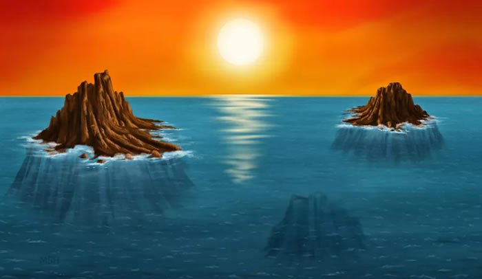 艺术家描绘的太古代岛屿