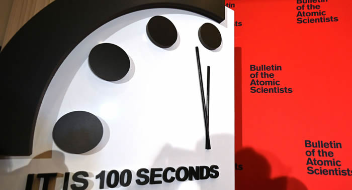 《原子科学家公报》：显示世界与核战争之间距离的“末日之钟”距离末日剩余100秒