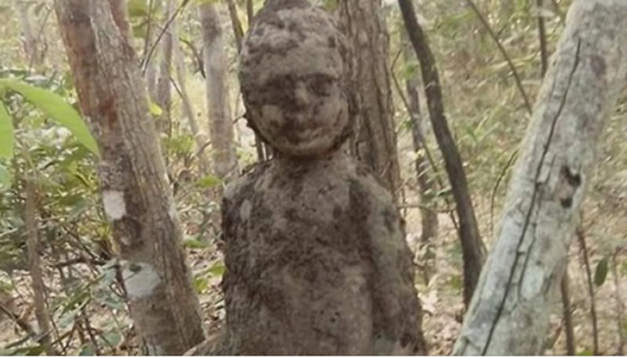 泰国素林府曼柯卡兰村附近森林惊见诡异“人形蚁丘”