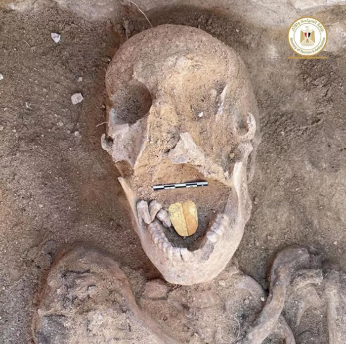 埃及考古学家在亚历山大城外发现带有“金舌头”的人类头骨 有2000多年历史