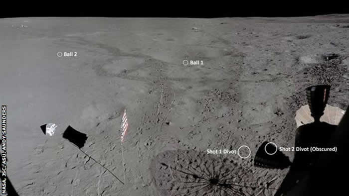 对阿波罗14号的影像分析找到宇航员艾伦·谢帕德在月球表面打出的高尔夫球