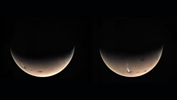 欧空局“火星快车”上的“火星网络摄像机”解开火星奇怪超长云层的秘密
