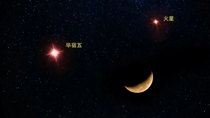 3月19日晚上双星伴月：毕宿五和火星与月亮相伴