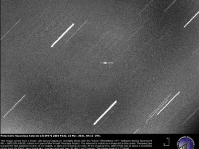 虚拟望远镜项目(VTP)成功捕获飞掠地球的小行星2001 FO32图像