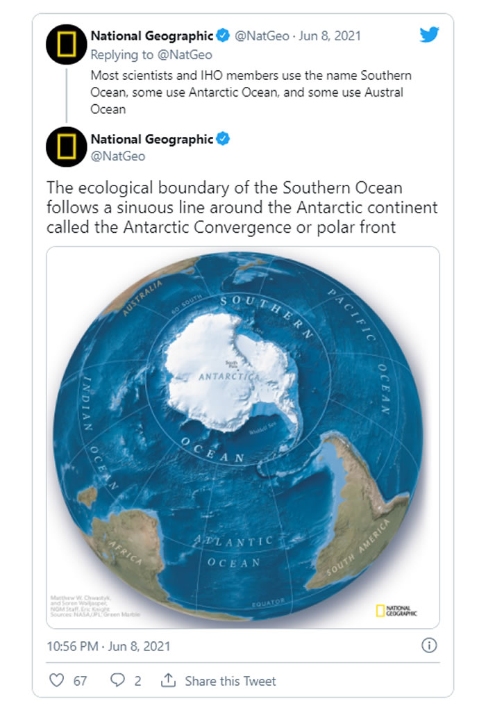 《国家地理》宣布正式承认南大洋为地球的第五大洋