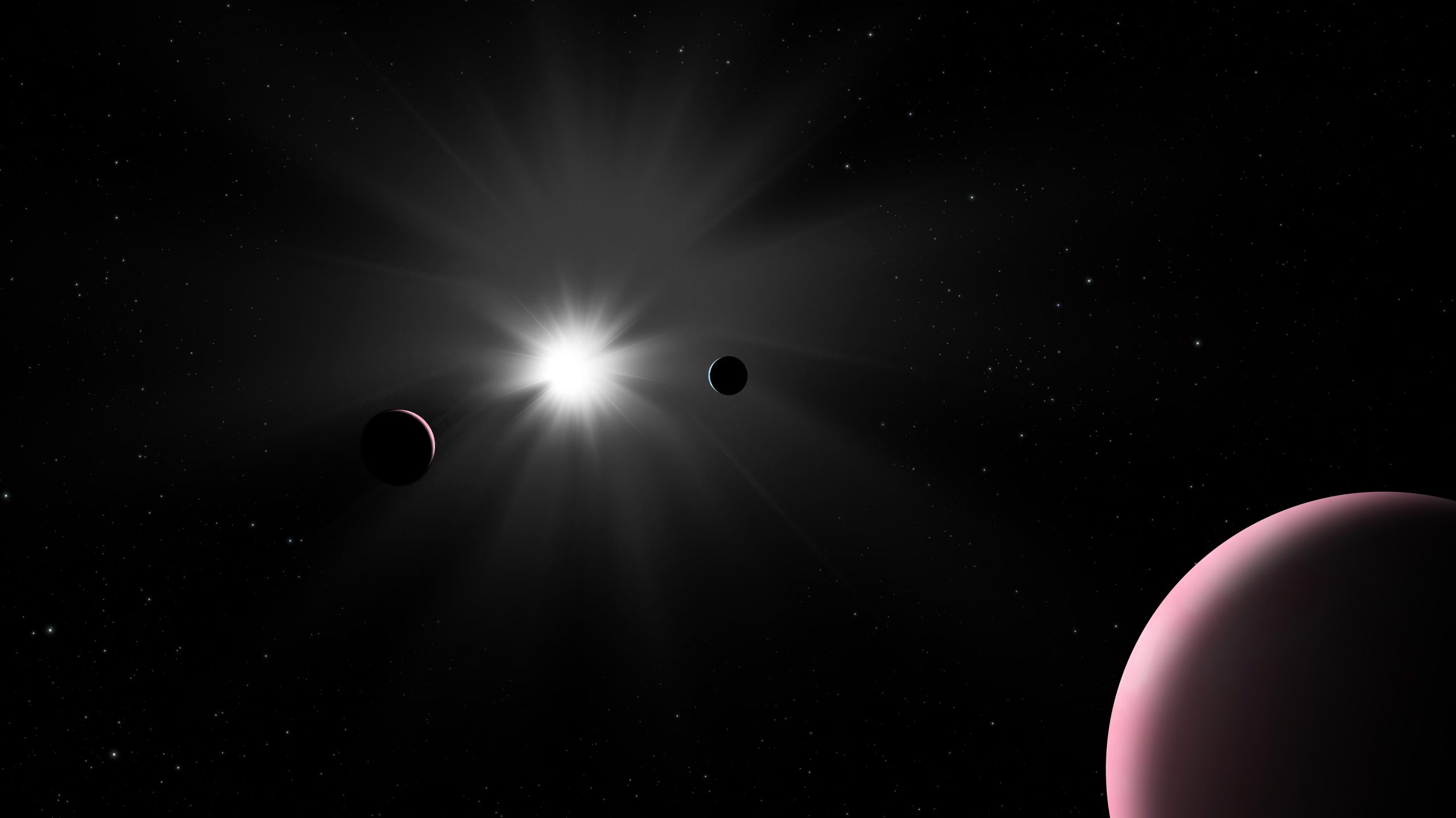 Nu2 Lupi行星系统的想象图（来自：ESA）