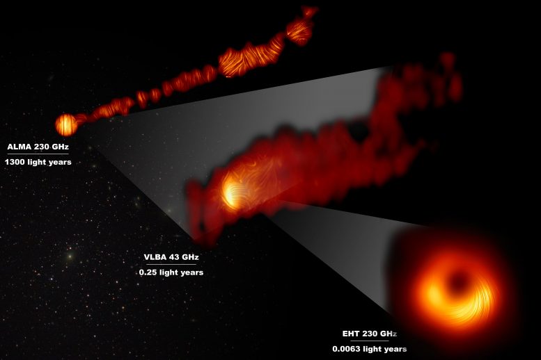 最接近星系M87中心的超大质量黑洞的新视图显示磁场的重要细节