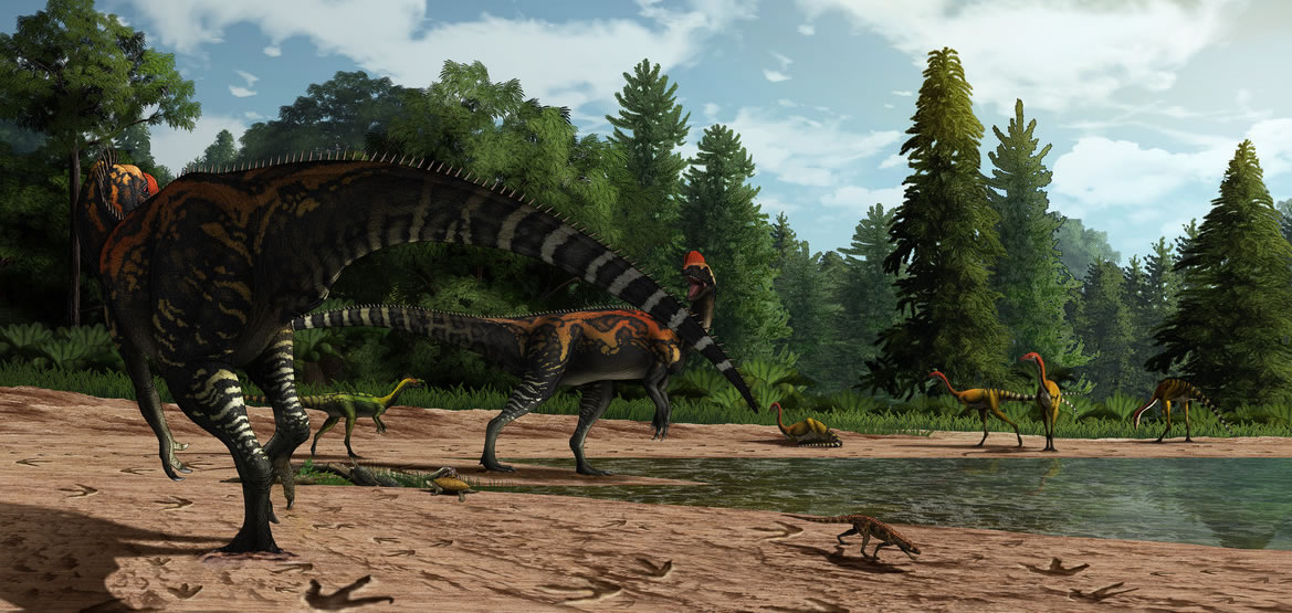 云南滇中盆地发现1.9亿年前早侏罗世晚期的兽脚类恐龙足迹点（李洪清供图；陈瑜绘）