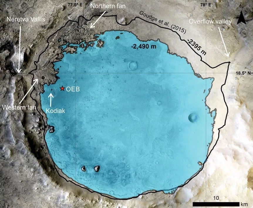 古老河流三角洲揭示火星杰泽罗陨石坑远古的水流