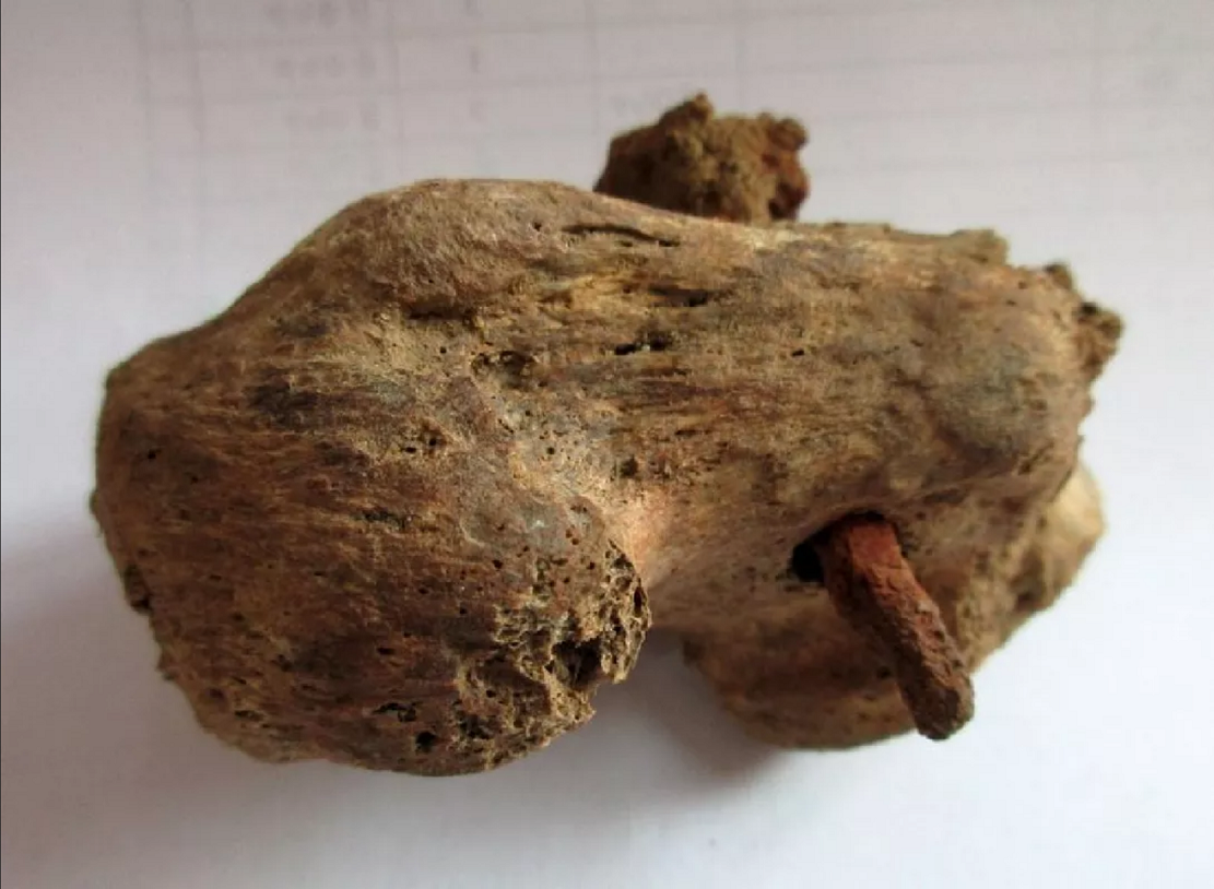 罗马人受难再添证据：英国剑桥郡考古学家发现近1900年前一副脚后跟钉有钉子的骨架
