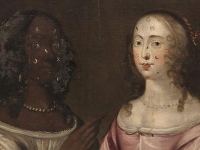 英国罕见17世纪画作《两名女士的寓言画，英语学校》绘黑人白人平等姿态