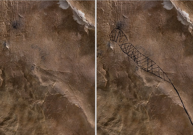 美国亚拉巴马州原住民洞穴遗址发现5幅在洞顶隐藏逾千年的巨型泥塑图像