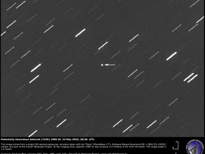 一颗有潜在危险的小行星7335（1989 JA）将飞掠地球