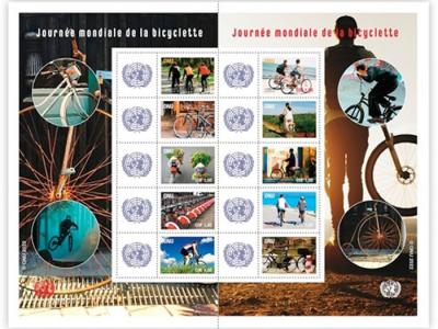 联合国的瑞士日内瓦总部发行10枚邮票庆祝“世界单车日”