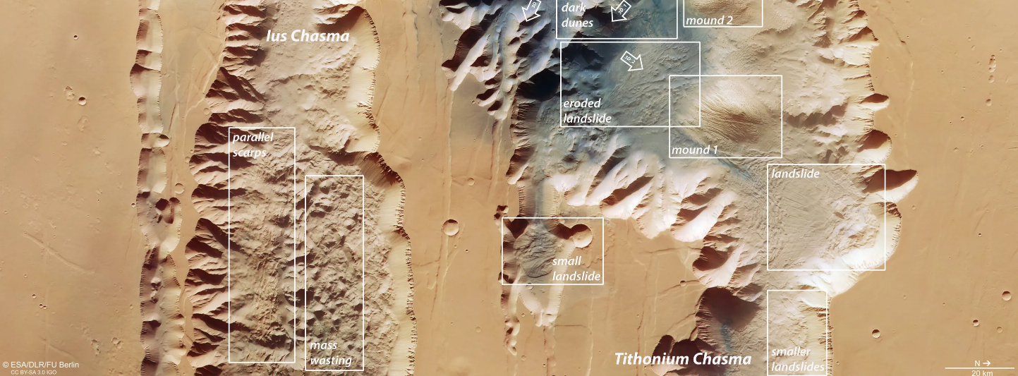 欧空局发布太阳系最大峡谷——火星Valles Marineris新图像