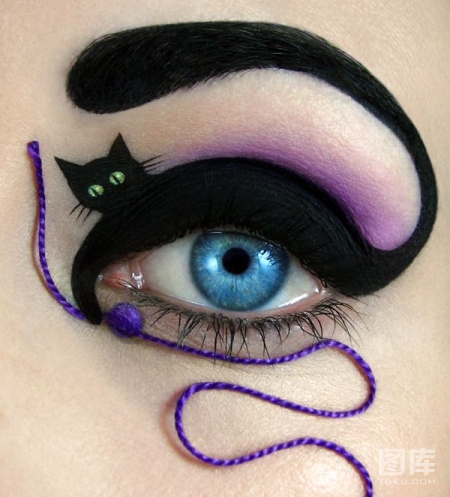 艺术家在女性眼睑上创作的袖珍眼影美妆画作(7)