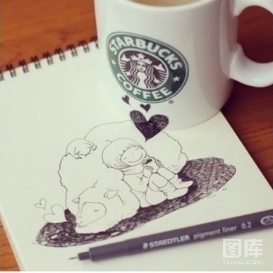 日本插画家 咖啡杯和画纸的故事(10)